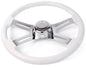 18” White Wood Steering Wheel with 4 Chrome Spokes