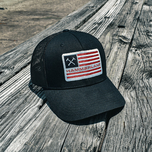 Trucker Flag Hammerlane Snapback Black Cap