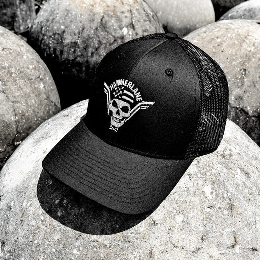 Trucker Skull Hammerlane Snapback Black Cap